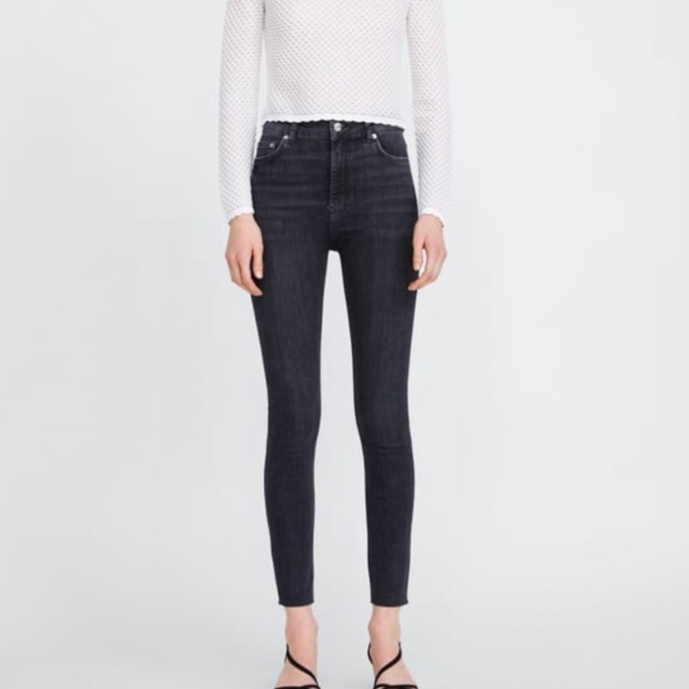 NWOT Zara The High Waist Skinny In Midnight Black